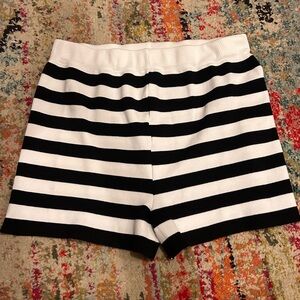 Emy Ave Black and White Striped Knit Shorts
